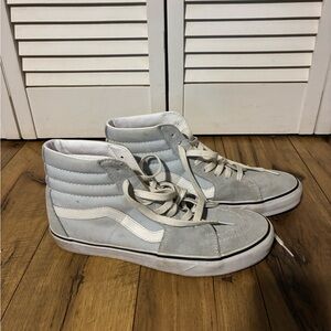 Light blue and White High-Top Vans